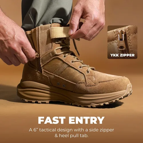 Vista 8 de NORTIV 8 Botas de combate tácticas ligeras para hombre Coyote