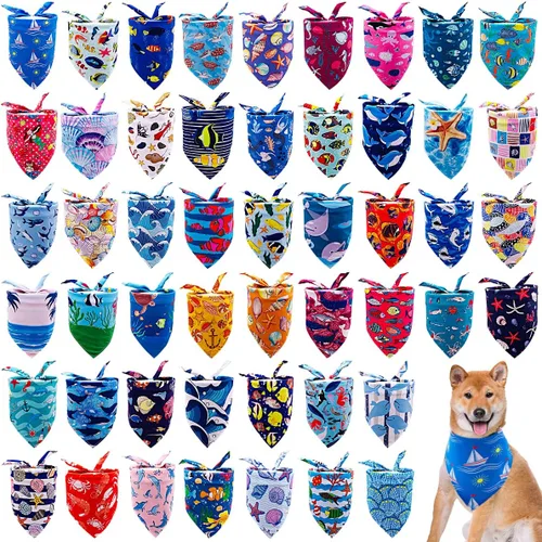 Vista 15 de 100 pañuelos a cuadros para perros a granel para bufandas pequeñas y medianas con dobladillo