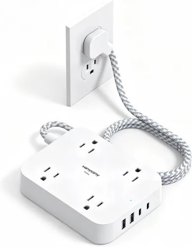 Vista 9 de Regleta de alimentación corta de 3 pies con 4 puertos USB (2 USB C), 4 salidas de CA ampliamente espaciadas, aprobadas para cruceros, estación