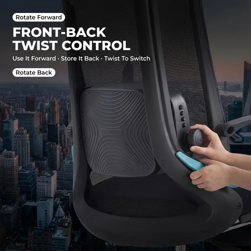 Vista 5 de Silla de oficina ergonómica con reposapiés y masajeador lumbar ajustable, silla de escritorio grande y alta con reposacabezas 5D, silla giratoria