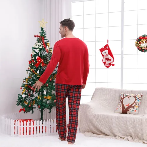 Vista 5 de KKOENVE Conjunto de pijama de Navidad para parejas, conjunto de pijama de Navidad a juego, Rojo