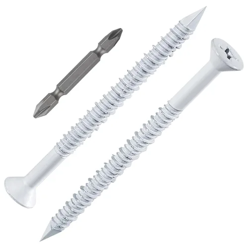 Vista 14 de Wensilon 49 piezas) Kit de ancla de tornillo para hormigón de 1/4" con cabeza plana azul para anclar a mampostería, bloque o ladrillo estuco