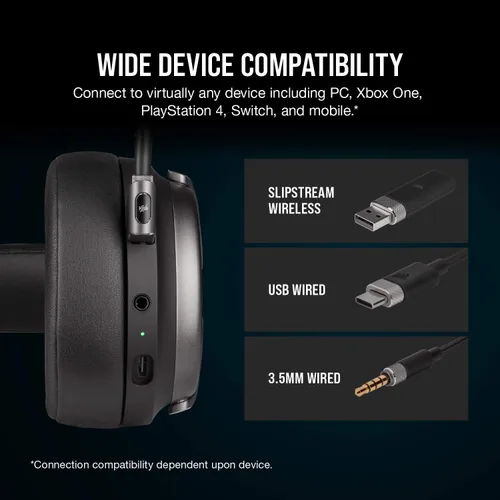 Vista 5 de Corsair CA-9011180-NA Virtuoso RGB - Auriculares inalámbricos para juegos - Sonido envolvente 7.1 de alta fidelidad con micrófono de calidad