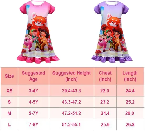 Vista 3 de Ubeufun Panda Graphics Summer Dress for Girls Fashion Cartoon Swingdress