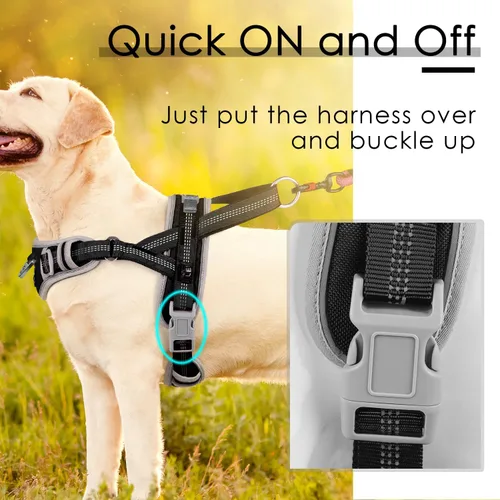 Vista 3 de ADVENTUREMORE Arnés para perro de tamaño pequeño sin tirones con código QR, chaleco reflectante ajustable para perro, arnés para perro a prueba