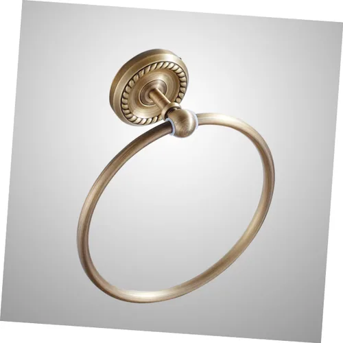 Vista 8 de Antique Brushed Brass Towel Ring Hanging Towel Rack Wall Mounted Round Bathroom Accessory for Home Hotel School Bathroom Decor