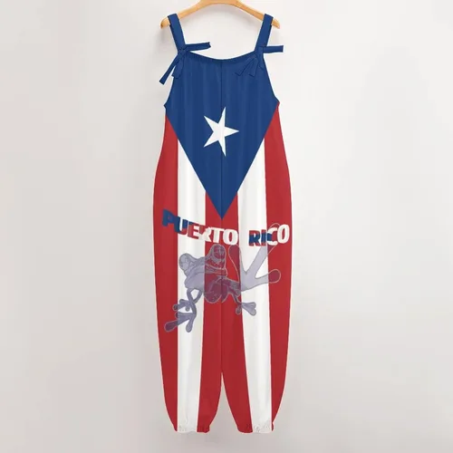Vista 9 de Mono con tirantes y bandera de Puerto Rico para mujer, talla M