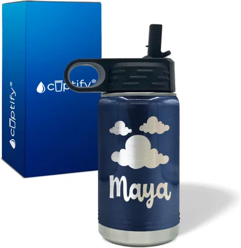 Vista 119 de Cuptify Botella de agua para niños personalizada con nombre en botella de agua aislada con anillo brillante verde de 12 onzas Verde brillante