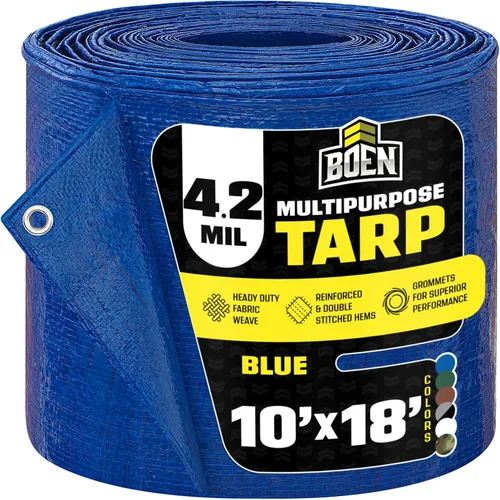 Vista 14 de Cubierta impermeable de lona grande multiusos Azul, 10' x 10' 4.2 Mil de grosor Lonas a prueba de rasgaduras Material de tejido grueso Azul