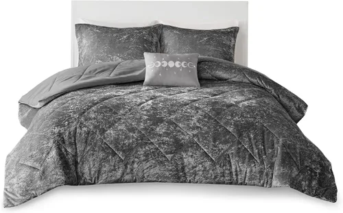 Vista 19 de Intelligent Design Juego de edredón de terciopelo para cama individual, reversible, para todas las estaciones, edredón acolchado con diamantes