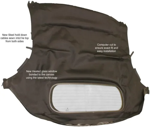 Vista 2 de Compatible con Porsche Boxster 986 1997-2002 Convertible Top con paño de lona de vidrio térmico (negro)