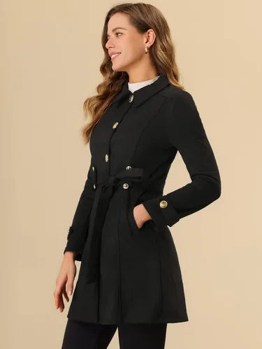 Vista 3 de Allegra K Gabardina vintage de gamuza sintética para mujer, con cinturón y cinturón de un solo pecho