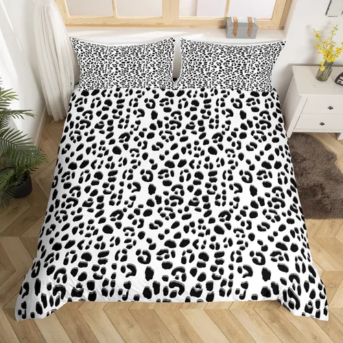 Vista 27 de Feelyou Juego de ropa de cama con estampado de leopardo para niños, tamaño individual, funda de edredón de guepardo safari, funda de edredón de piel