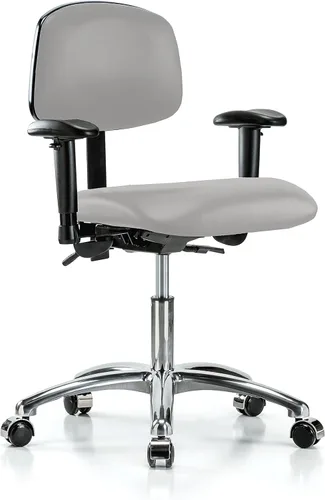 Vista 94 de PERCH - Silla giratoria con ruedas para alfombra o linóleo, cromado, Textil, Tela negra