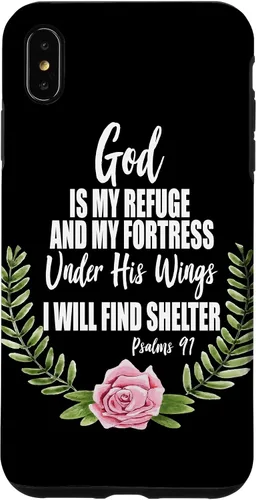 Vista 11 de God is My Refuge Christian Bible Psalms 91 Floral Case for iPhone 17
