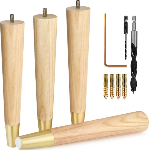 Vista 9 de Airy Abode Patas de madera de fresno prémium para muebles (kit de instalación completa): elige tu tamaño y color Ceniza