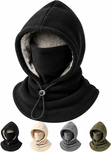 Vista 11 de 3-in-1 Winter Hat, Flannel Balaclava Face Mask with Neck Cover Green
