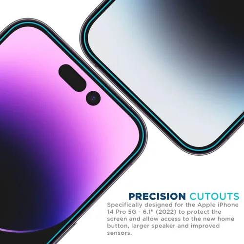 Vista 5 de Tech Armor - Protector de pantalla para iPhone 14 Pro 6.1, vidrio balístico, paquete de 3 9H tempered Hard, case-friendly fit, guided installation