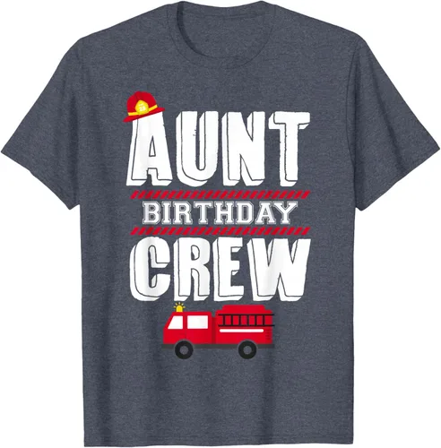 Vista 84 de Aunt Birthday Crew Fire Truck Fireman - Camiseta para fiesta de acogida, Negro, S
