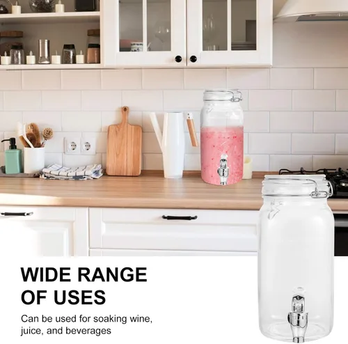 Vista 7 de Luxshiny Dispensador de bebidas con espita frigorífica botella de refrigerador dispensador de bebidas de vidrio con grifo dispensador de bebidas