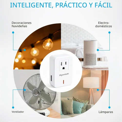 Vista 2 de Syantek Toma de Corriente con Control Remoto Interruptor de Luz Inalámbrico para Electrodomésticos, Kit de Interruptor de Luz Remoto Expandible