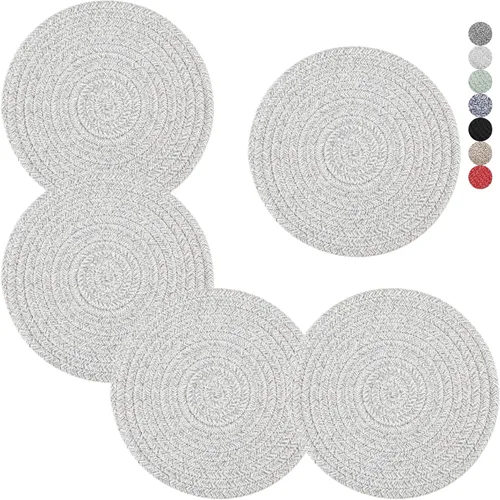 Vista 9 de Salvamanteles para platos calientes, ollas y sartenes, almohadillas calientes de 8 pulgadas, 5 piezas, soportes para ollas para cocina, tapete