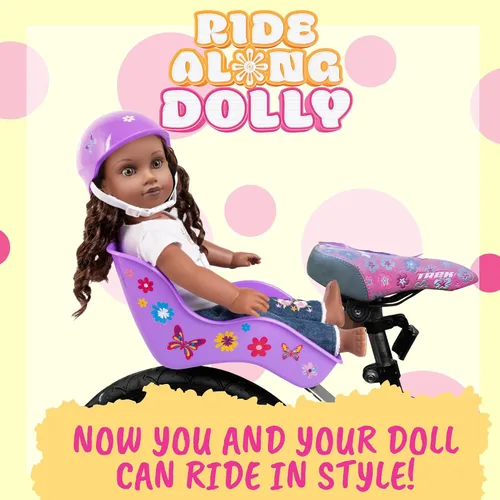 Vista 2 de Ride Along Dolly Asiento de bicicleta y casco para muñecas de 18 pulgadas (rosa) - Accesorio de accesorio para bicicleta de muñeca con calcomanías