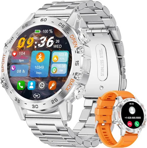 Vista 12 de SUNKTA Reloj inteligente militar para hombres (responder/realizar llamadas), 100 modos deportivos, reloj de fitness impermeable 5 ATM con monitor