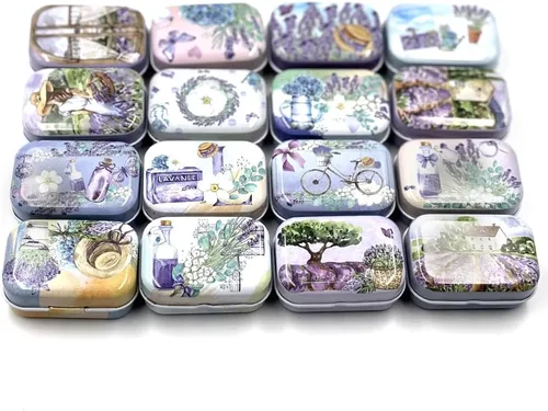 Vista 9 de 8 piezas de mini flores de estaño organizador de joyas caja de almacenamiento cajas decorativas pequeñas latas de metal floral con tapas