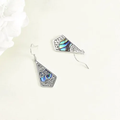 Vista 5 de Aretes de árbol de la vida, colibrí, margarita, mariposa, loto, plata de ley 925, diseño de flor de filigrana, regalo de joyería para mujer