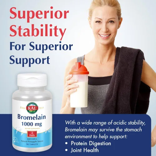 Vista 4 de KAL Tabletas de bromelina, 1000 mg, 90