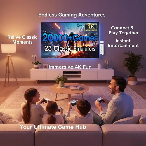 Vista 8 de Retro Wireless Gaming Console 2025 New Edition Built-in 128GB storage Features 23 emulators supporting 20,000+ games Includes dual 2.4GHz wireless