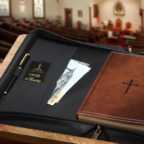 Vista 7 de FINPAC Funda grande clásica para la Biblia, de piel vegana, funda protectora de la Biblia con asa, regalo para hombres, mujeres, padre, madre