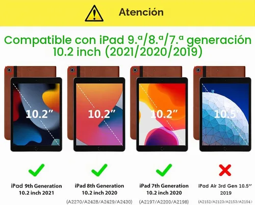 Vista 2 de DTTO Funda para iPad de 9ª/8ª/7ª generación de 10.2 pulgadas 2021/2020/2019, funda folio de negocios de cuero premium con soporte y soporte