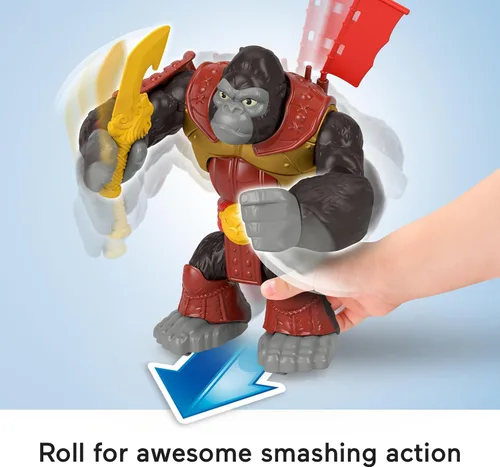 Vista 4 de Fisher-Price Imaginext Juguete preescolar Silverback Gorilla Smash figura de 8 pulgadas con acción de perforación y accesorios
