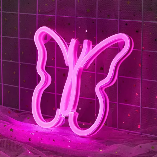 Vista 14 de Luz nocturna para niños, enchufe de mariposa de fibra óptica, cambio de color, luz nocturna, lámpara de decoración de juguete de regalo (azul + rosa)