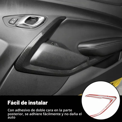 Vista 5 de Cubierta de moldura de panel de puerta interior en V de fibra de carbono, marco decorativo, accesorios interiores para Chevrolet Camaro 2016-2023