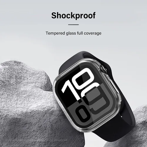 Vista 3 de Juego de 2 fundas con protector de pantalla de vidrio templado para Apple Watch SE (Gen 1/2/3) Series 4/5/6 40mm, tacto suave, protección