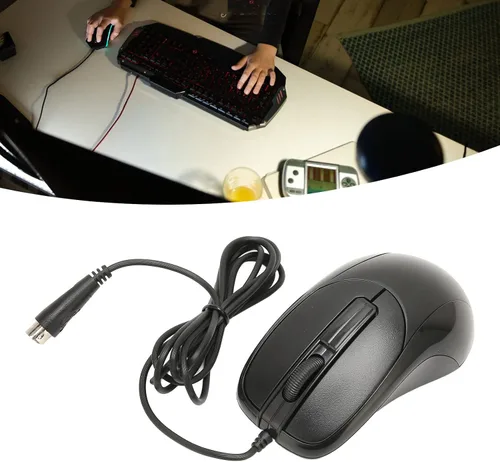 Vista 4 de Diyeeni Mouse con cable, mouse para juegos, mouse ergonómico de 3 botones con interfaz PS2, cable de 55.1in, mouse para juegos de deportes