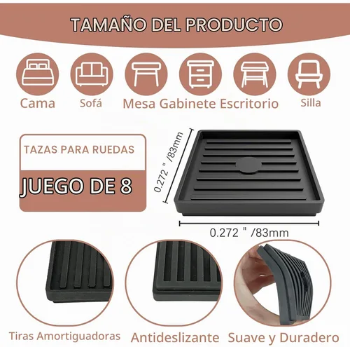 Vista 2 de Elevadores de cama resistentes, juego de 8, elevadores cuadrados apilables