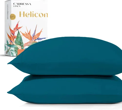 Vista 36 de Carressa Linen Juego de 2 fundas de almohada 100% de algodón egipcio de la serie 1500 de lujo tamaño estándar/Queen (beige), suaves como la seda