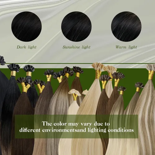 Vista 6 de RUNATURE K Tip - Extensiones de cabello humano real, ombré, pelo corto
