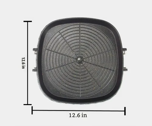 Vista 3 de Sartén cuadrada de estilo coreano con superficie recubierta de Maifan, placa antiadherente sin humo para barbacoa interior y exterior
