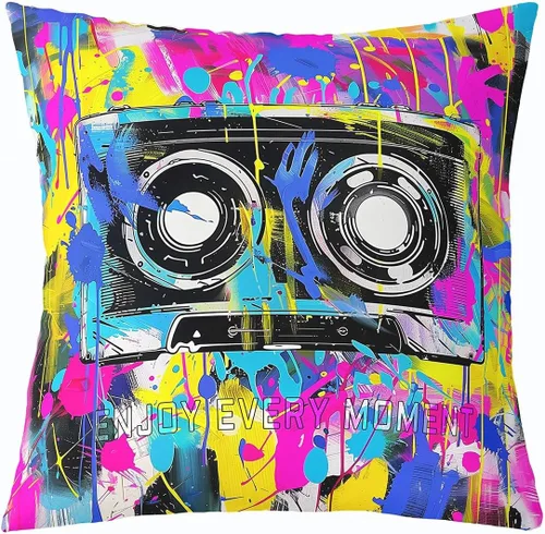 Vista 30 de Homewish Theater Cinema Poster Throw Pillow Covers (Pack of 1),Retro Movie Cushion Cover for Kids Boys Teens Popcorn Pillow Cases Movie Night Living