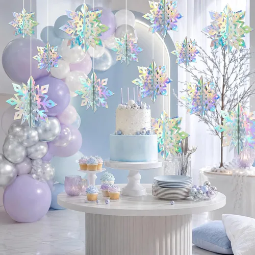 Vista 6 de Decoración colgante de copo de nieve de Navidad de papel para interiores Láser