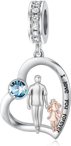 Vista 221 de PROESS Dije para padre, madre e hija, pulsera de plata de ley para pulseras, regalos de cumpleaños, día de San Valentín, para hija, madre, amante