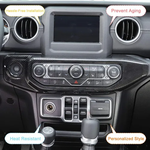 Vista 4 de JeCar Cubierta de panel de interruptor de aire acondicionado compatible con Jeep Wrangler 2018-2023 JL JLU y Gladiator JT 2020-2023, textura