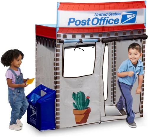 Vista 11 de Kid Trax USPS - Tienda de campaña desplegable Cape Cod Pretend de oficina de correos, juguetes para niños, carpas interiores para niños, juguetes