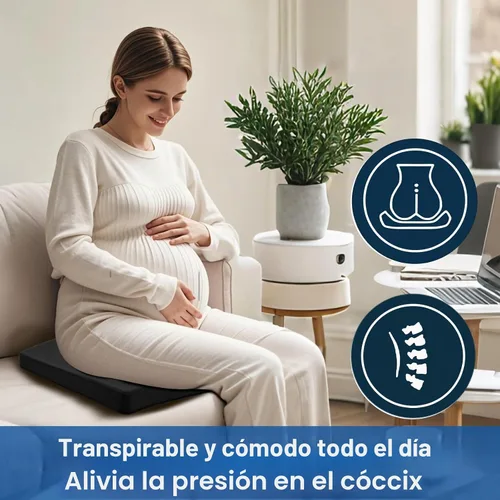 Vista 8 de Cojín de asiento de silla de ruedas de gel, cojines para dolor de cama para glúteos, almohada de espuma viscoelástica para hemorroides para sillas