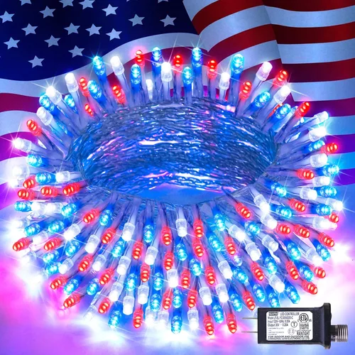 Vista 24 de JMEXSUSS - Tira de 100 luces led para interiores, 8 modos, enchufables, parpadeantes, 33 pies, luces navideñas para exteriores, a prueba de agua
